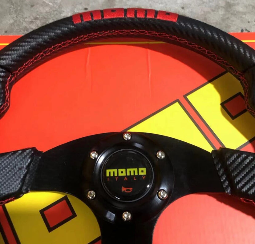 MOMO Aftermarket Steering Wheel Carbon Look Leather