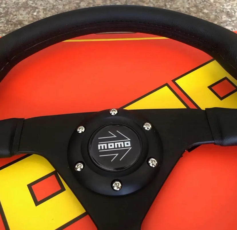 MOMO Aftermarket Steering Wheel Black Smooth Leather