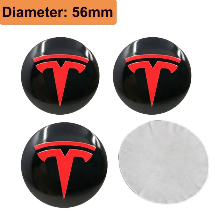 Tesla Centre Sticker Cap 4pc