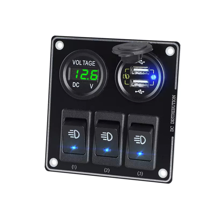 Car Voltmeter, USB, Lights, ON AND OFF And Etc